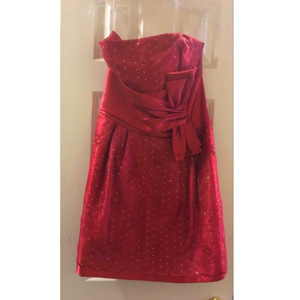Red sequin party dress